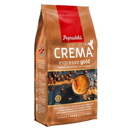 Popradská káva zrnková Crema espresso gold 500g