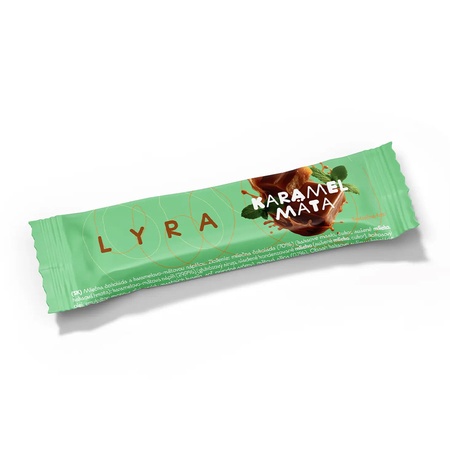 tyčinka karamel mäta v mliečnej čokoláde