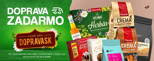 Popradské kávy s dopravou zadarmo v rámci SR pre všetky objednávky nad 25 EUR