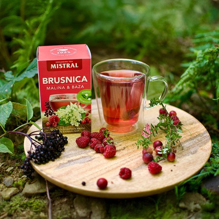 Čaj Brusnica malina a baza čierna 40 g