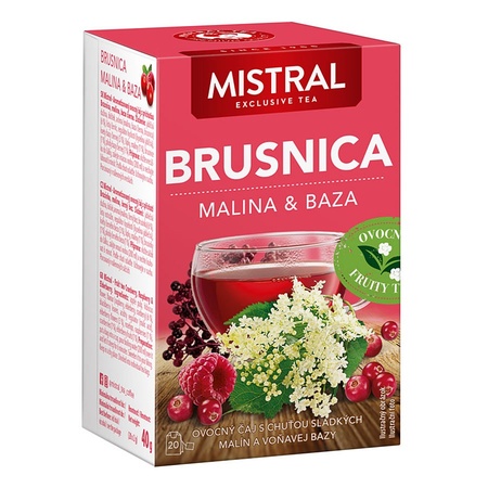 Čaj Brusnica malina a baza čierna 40 g