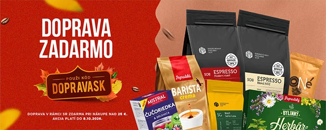 Popradské kávy s dopravou zadarmo v rámci SR pre všetky objednávky nad 25 EUR