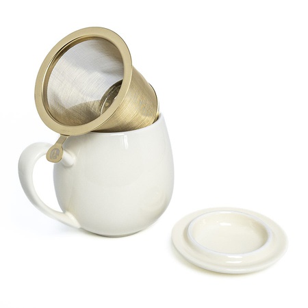 Hrnček Saara so sitkom a vrchnákom cream white