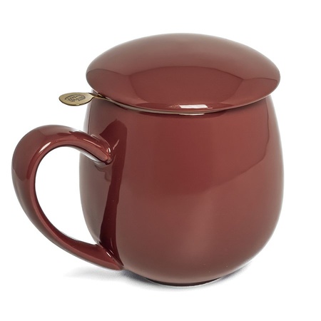 Hrnček Saara so sitkom a vrchnákom bordeaux