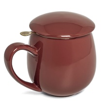 Hrnček Saara so sitkom a vrchnákom bordeaux