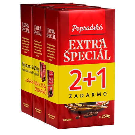 Popradská káva Extra špeciál 250 g (2+1 zadarmo)